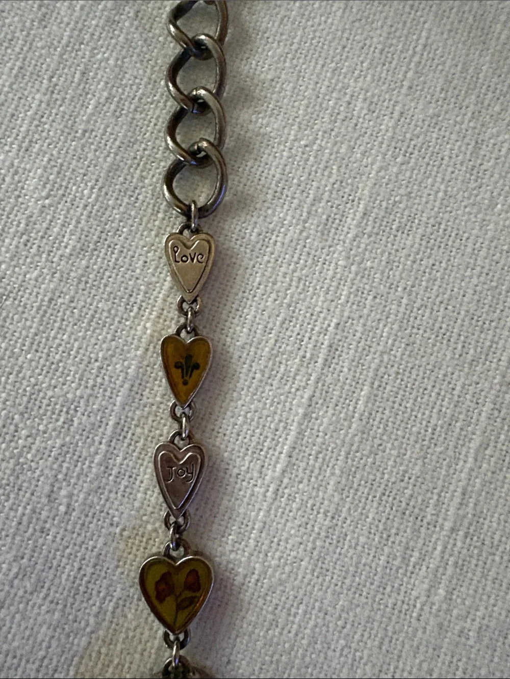 Brighton Silver-Tone Bracelet Watch with Amber and Olive Hearts